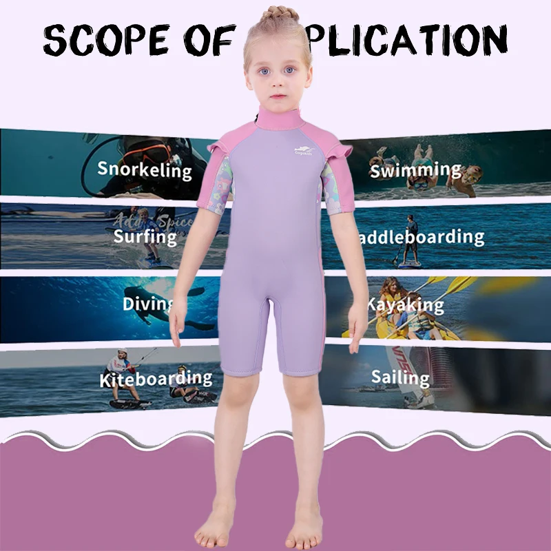 Gogokids Kids Wetsuit Kinderen Neopreen Badpak - Rash Guard voor Jongens Meisjes Badmode Uit één Stuk 2.5mm Neopreen Duiken Snorkelen Pak UV 50 Zon Bescherming, S