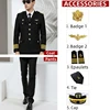 Black coat+pants+cap+4 accessories
