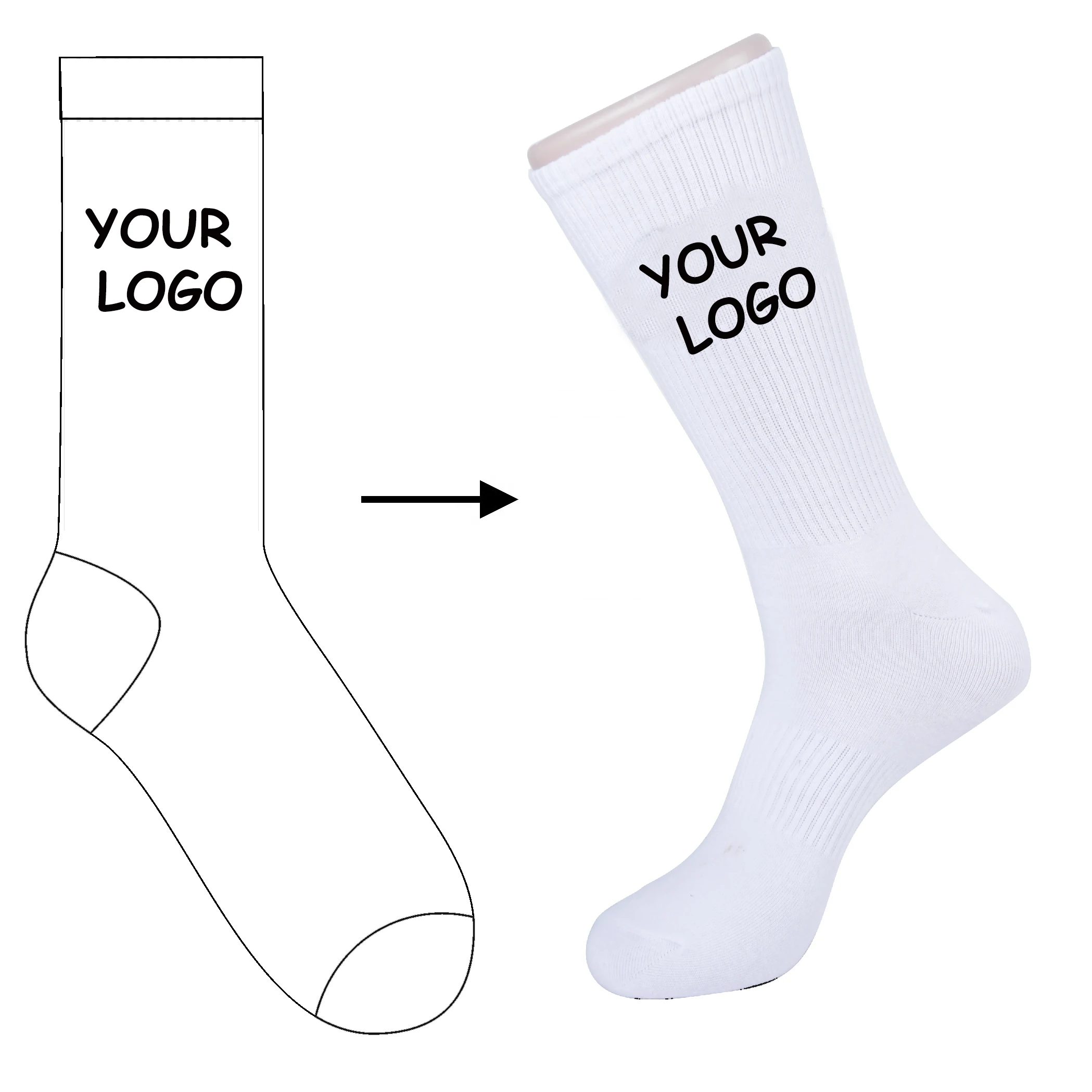 Custom socks with logo ankle sublimated cotton crew socks men custom