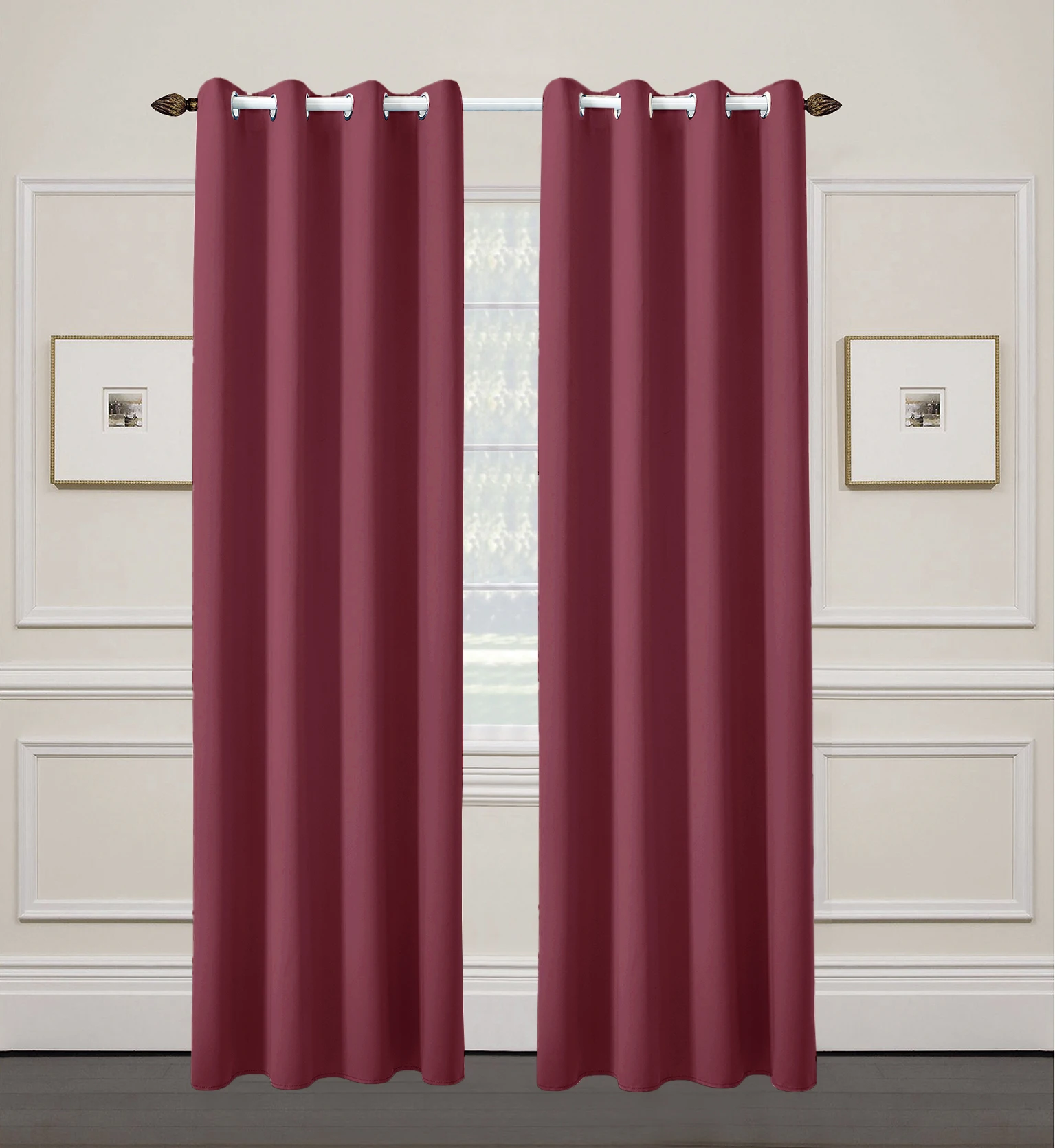 Amity Solid Blackout Curtains Custom Color Brown Blue Polyester Room Window Curtains for the Living Room