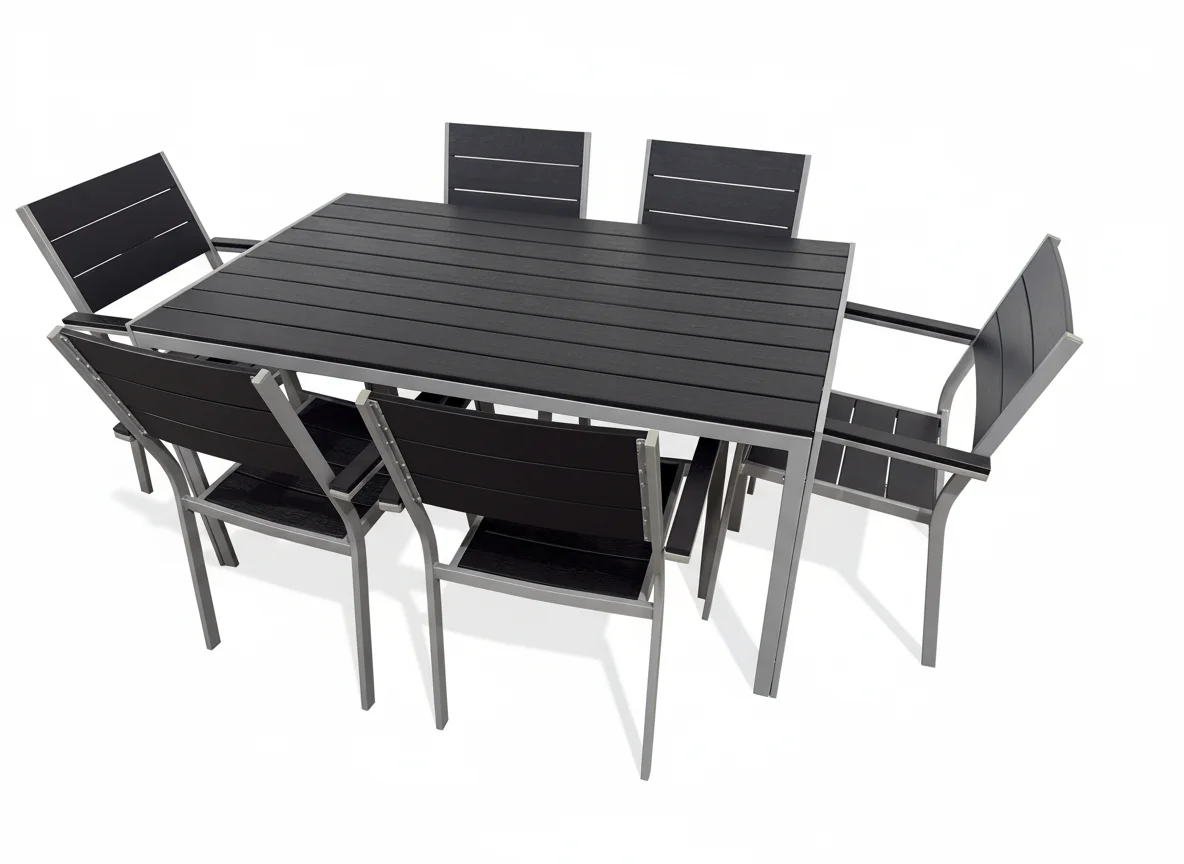 product aluminium square dining set weatherproof trestle top and armchair design perfect for the terrace garden and outdoor leisure-3