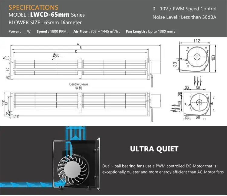 Cross Flow Fan, LONGWELL, 12V - detail 20