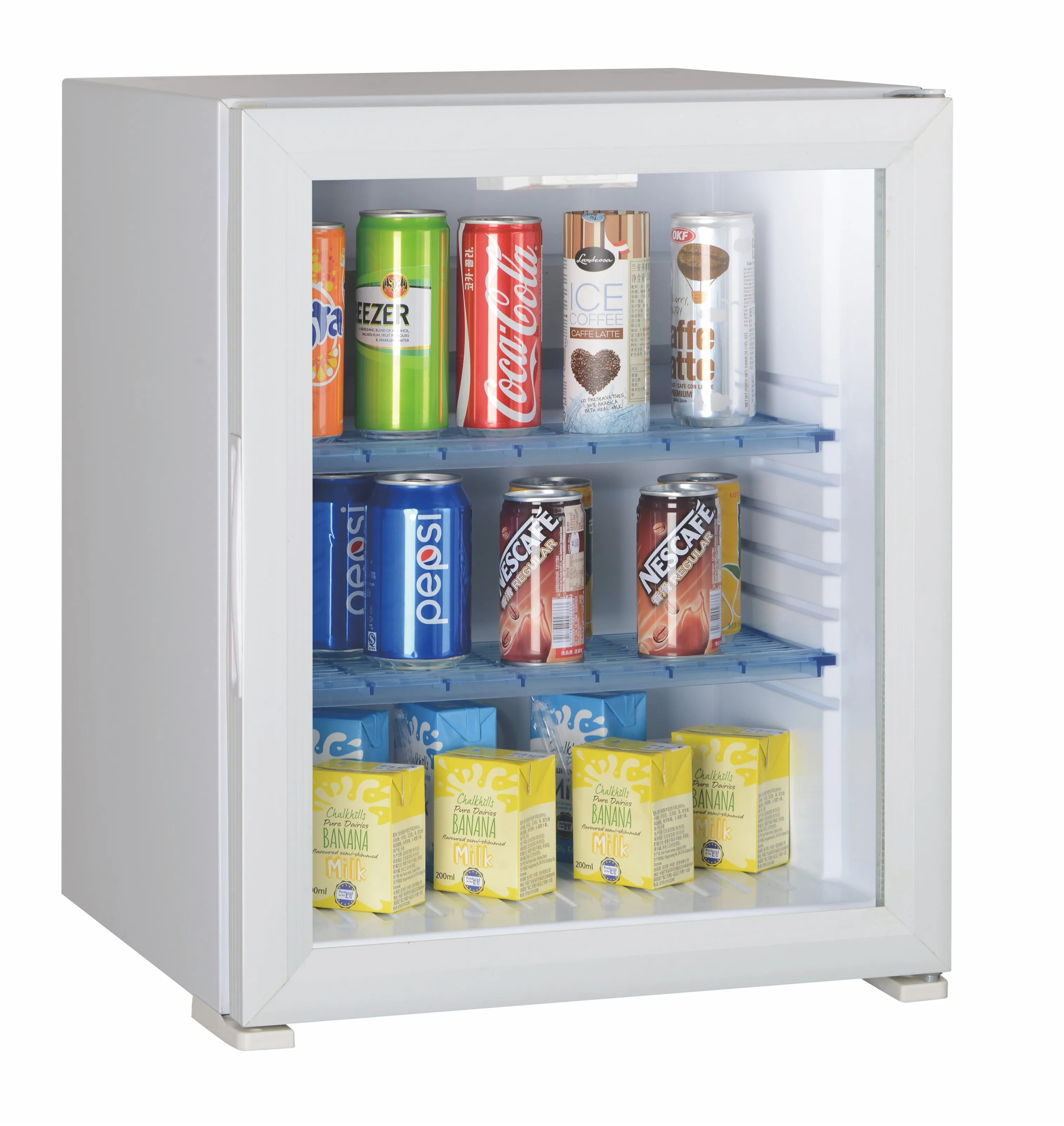 Table Top Mini Fridge Glass Door Minibar For Guest Room And Office