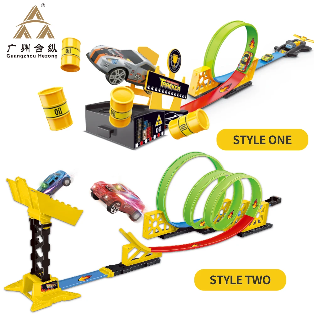 Новый дизайн 26 шт. высокоскоростная светящаяся подиумная корзина для прыжков маленький спортивный автомобиль игрушечная дорожка выброса игрушки