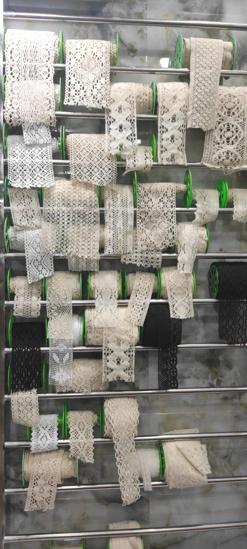 Showing Room All Kinds of Milk Polyester Cotton Chemical White Black Lace  Cheap Design Lace Trim for Suit 1roll 15yard