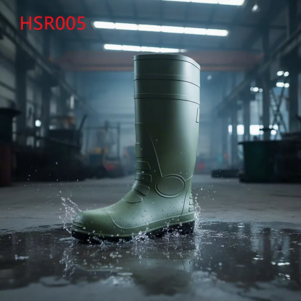 LXG,Guyana Market Green/yellow/black/white Color Safety Gumboots Yard Cleaning Extended Height Anti-hit SRC Work Boots HSR005