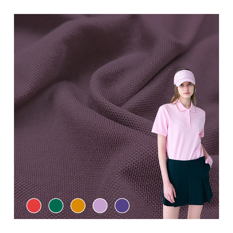 220 GSM Knit Polyester Fabric Pique Material, Custom Colors Stretch Cotton Pique Fabric for Polo T-shirt/