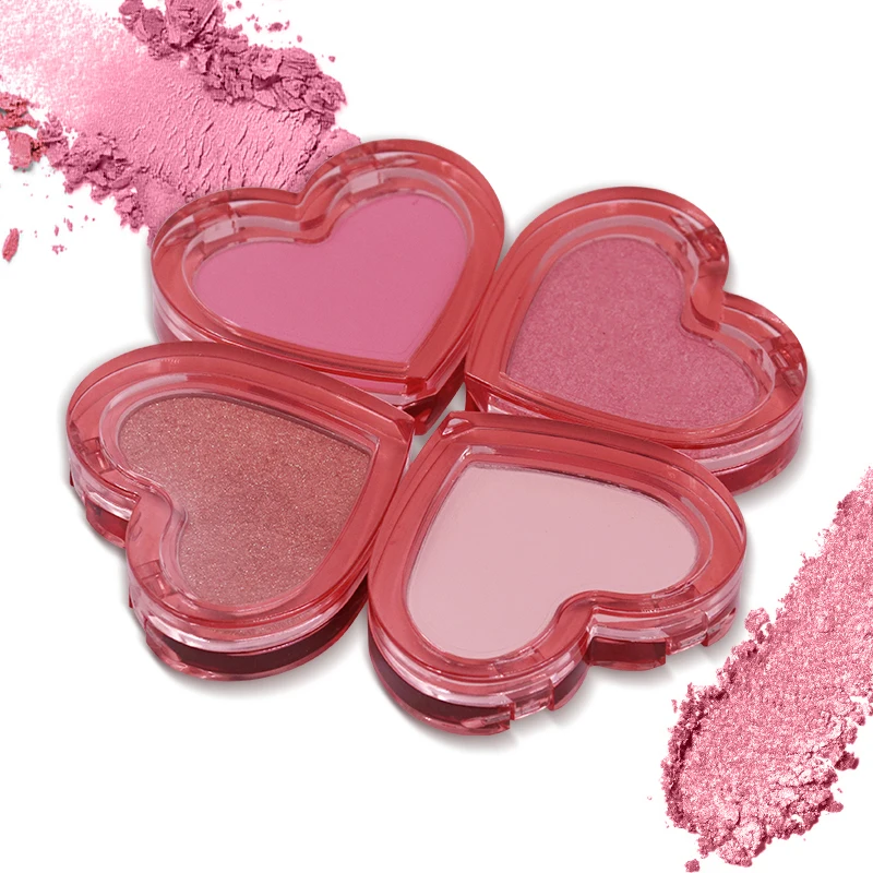 Wholesale Heart Shaped Vegan Highlighter Makeup Powder Matte Shimmer Glow Pigment Blusher Palette