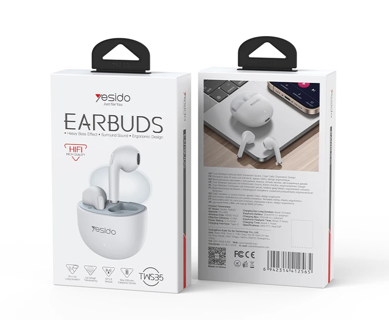 Yesido BT5.3 Wireless Headphone Ultra Good Quality Sound In-ear TWS Wireless Earphone TWS35