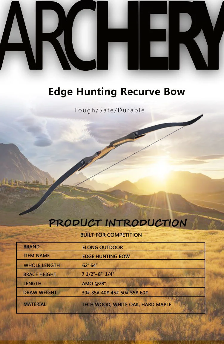 Custom Hunting Recurve Bow Wooden Riser Limb Fiberglass Takedown