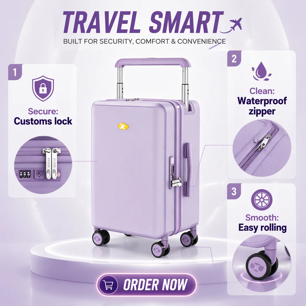 Factory Directly Customize Brand PC ABS Luggage Front Open Hard Shell Luggage Case TSA Lock Fashionable Suitcase for Travel 2 Factory Directly Customize Brand PC ABS Luggage Front Open Hard Shell Luggage Case TSA Lock Fashionable Suitcase for Travel - Image 2