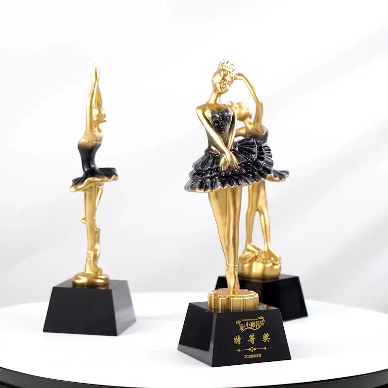 JY Kristallen Sieraden Gewerkte Dansen Trendy Gouden Figuur Dancer Ballet Award Trofee met Cadeaudoos