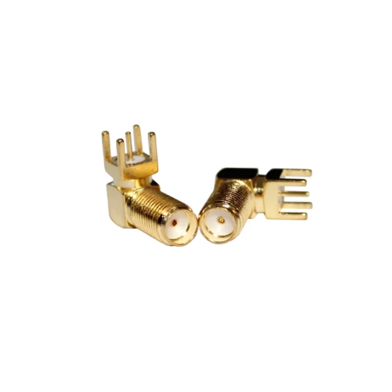 product sma kwe 17mm rf connector sma right angle pcb mount connector copper gold plated sma female connector-2