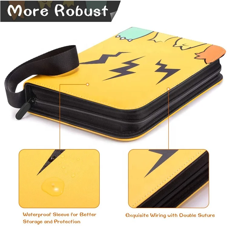 Таможня напечатала Покемон карты связующих кожа Играть чехол дисплей 4 карманные карты связующее вещество