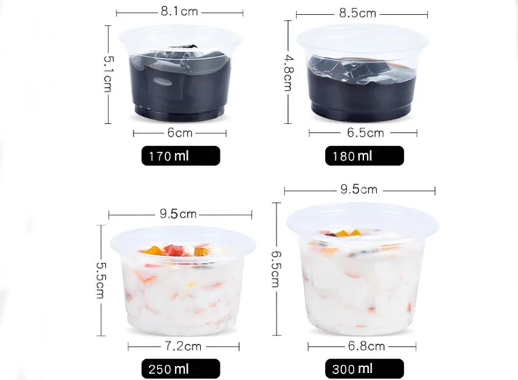 250ml 180ml 250ml 300ml Ice Cream Cups Disposable Yogurt Container