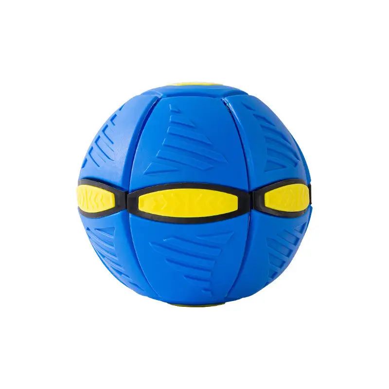 Hipidog Blue Red 16cm Deformable Interactive Durable Rubber Chew Eco Friendly Flying Saucer Pet Ball With Hole for Pets Dog