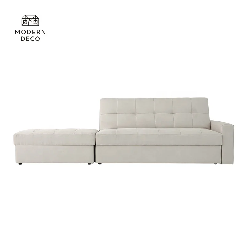 Tekstilna kotarna sekcionalna sofa s hranilnico za nameščanje v sobi z sofo-krevetom