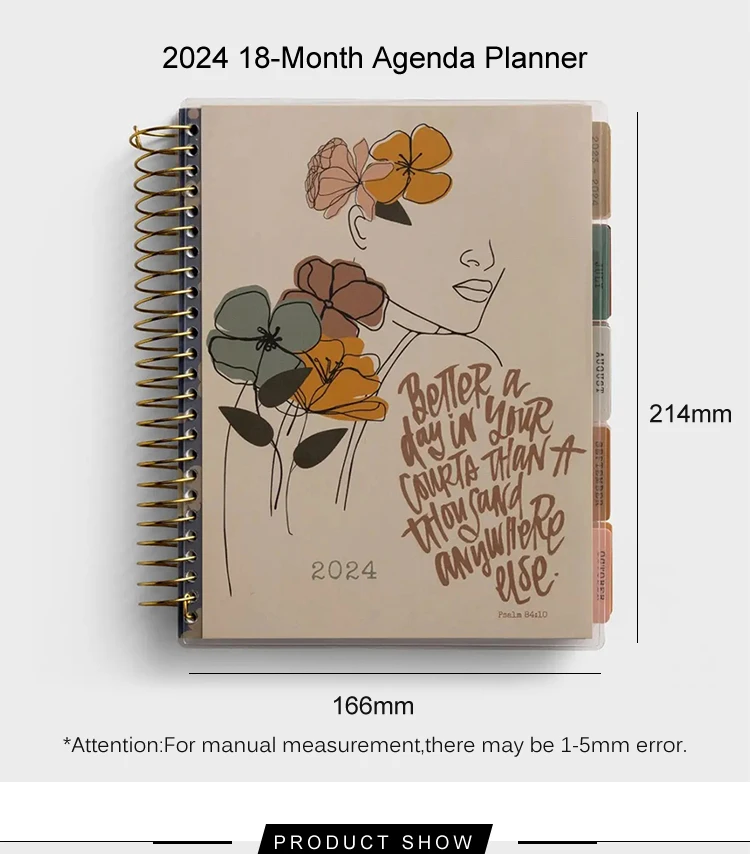 2025 Planner Spiral Inspirational Monthly Custom Agenda Planner Diary