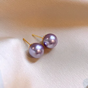 Wholesale Earrings Brass Colored Pearl Stud Earrings Delicate Women Earrings for Wedding Party Fashion Ladies Earrings Jewelry