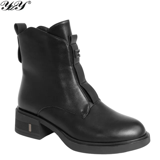 Wholesale YZY Women best sales and CLASSIC winter work boots with black microfiber leather