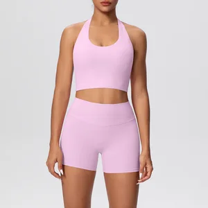 High Quality Fitness Clothing Sportswear 2PCS Sports Shorts Bra Women Workout Yoga Wear Sets