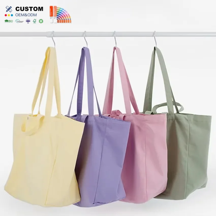 Wholesale Recycled Colorful Large Capacity Cotton Bag Multipurpose Economy Canvas Tote Reusable Custom Cotton Tote Shopping Bag supplier