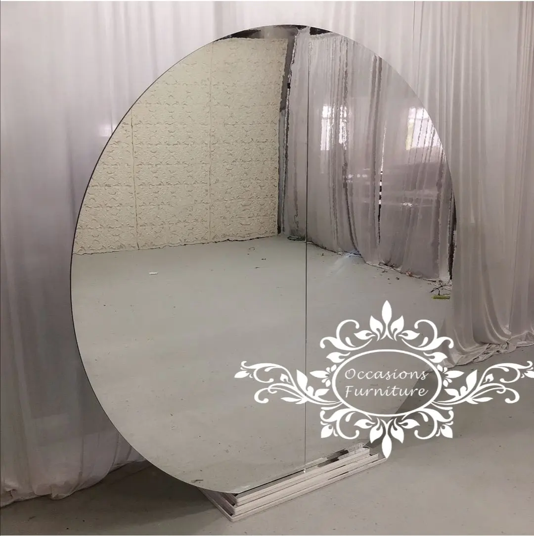 Modern Classic Simple Silver Acrylic Round Board Backdrop for Wedding Decorations Wall Acrylic Backdrop