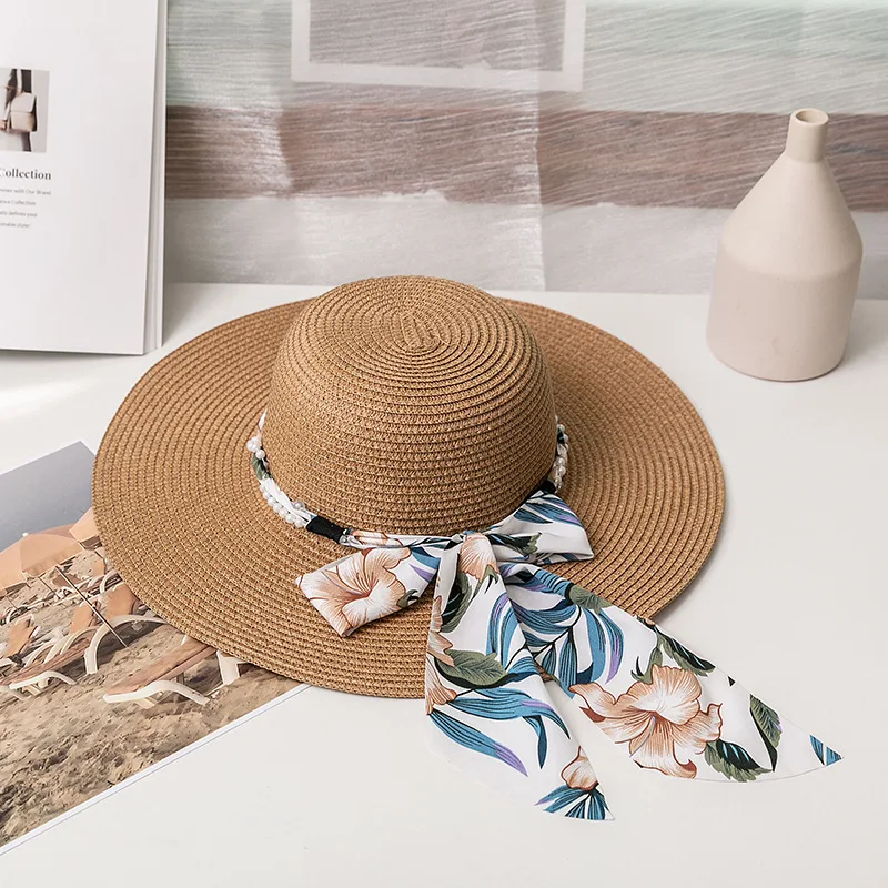 Women Summer Straw Weave Bowknot Sunproof Hat main image 1