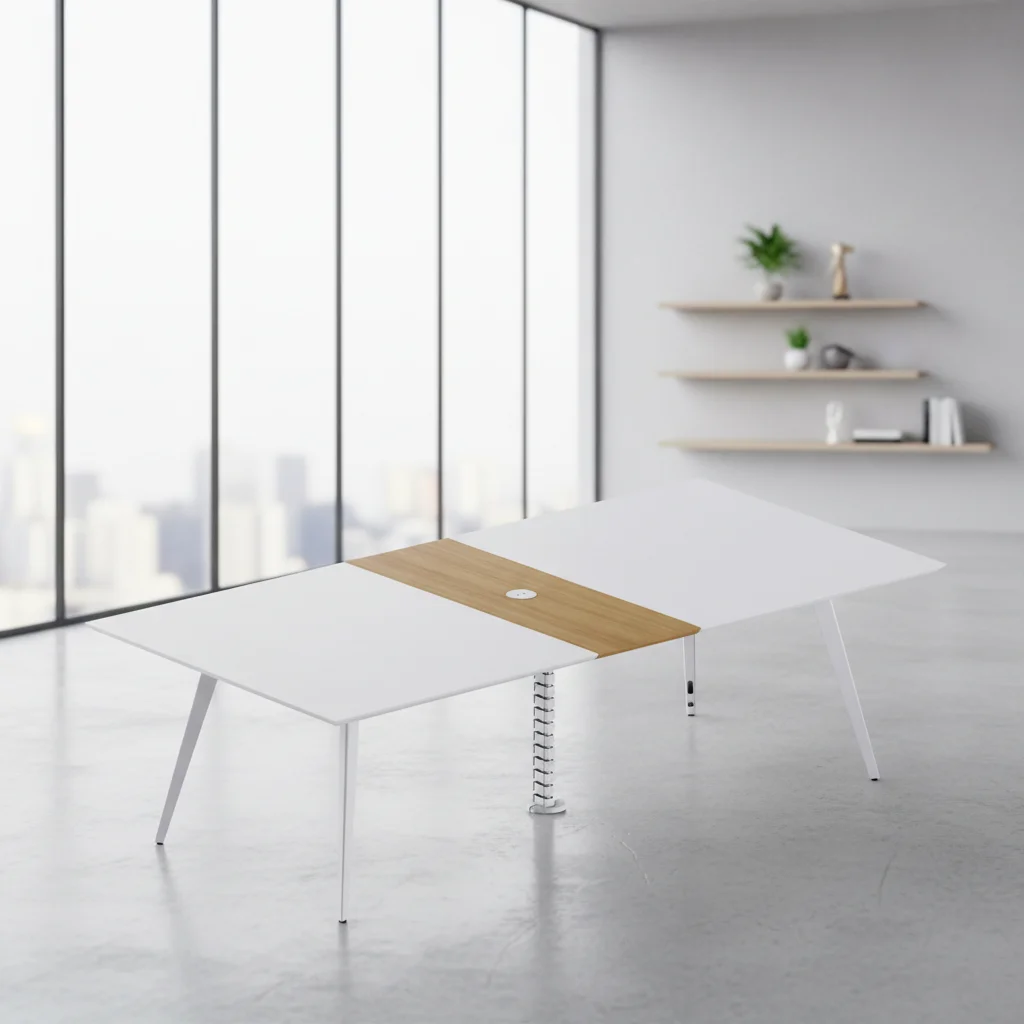 Executive Meeting Table Cable Management System Foldable Automatic Wooden Contemporary Office Furniture Steel Base Heavy Duty 3