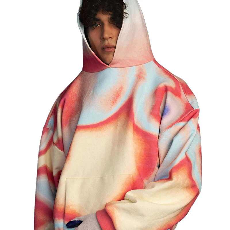 Salati Custom Wholesale Pullover Sweatshirts 3d Print Acid Wash Heavy Coton French Terry Oversized Tie Dye Unisex Hoodie for Men gallery 4