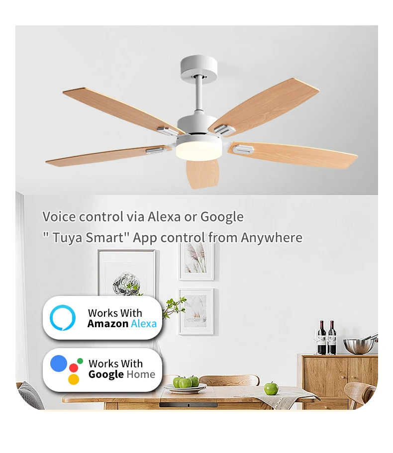 product 52 inch nordic reversible bldc motor ceiling fan lamp with remote control led ceiling fan with light-9