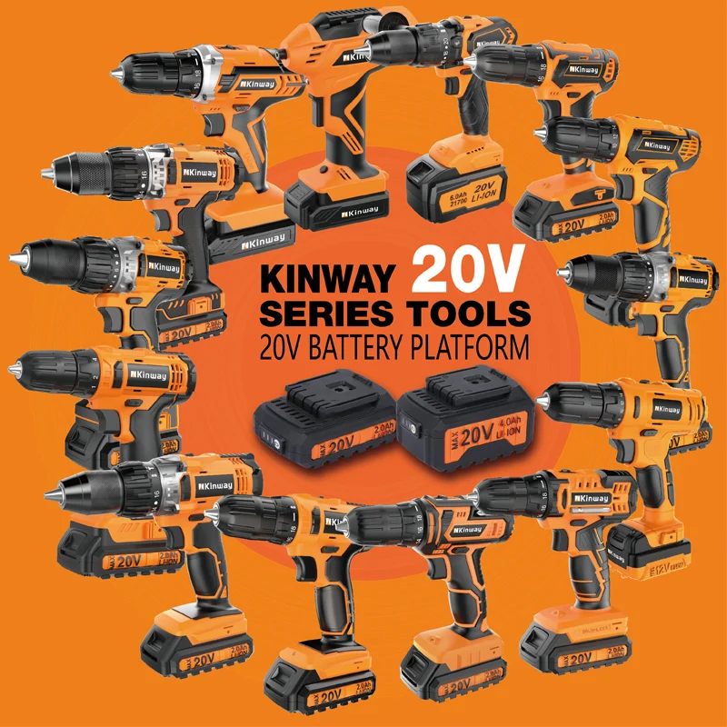 Kinway 20v Series12v Series4v Series Cordless Power Tools Set Lithium Battery High Torque 