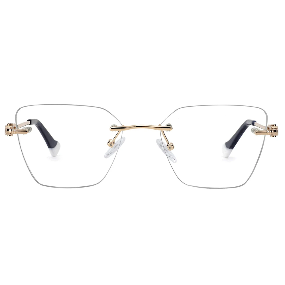 Luxury Rimless Temple Lamination Acetate Tip Naturally Rimless Eyeglass Frames Buy 2023 Gold