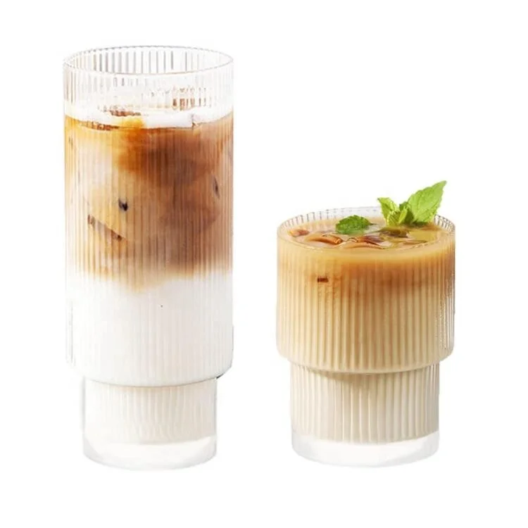 Полосатая стеклянная чашка-элегантный бокал для коктейля, кофе со льдом и сокового напитка с характерным узором