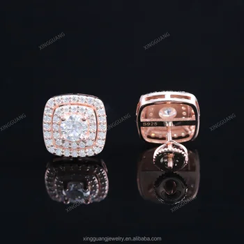 Custom Fine Jewelry Earrings 925 Silver  18k Gold Plated Screw Back Stud Earring D Color VVS Moissanite Earring GRA Certificate