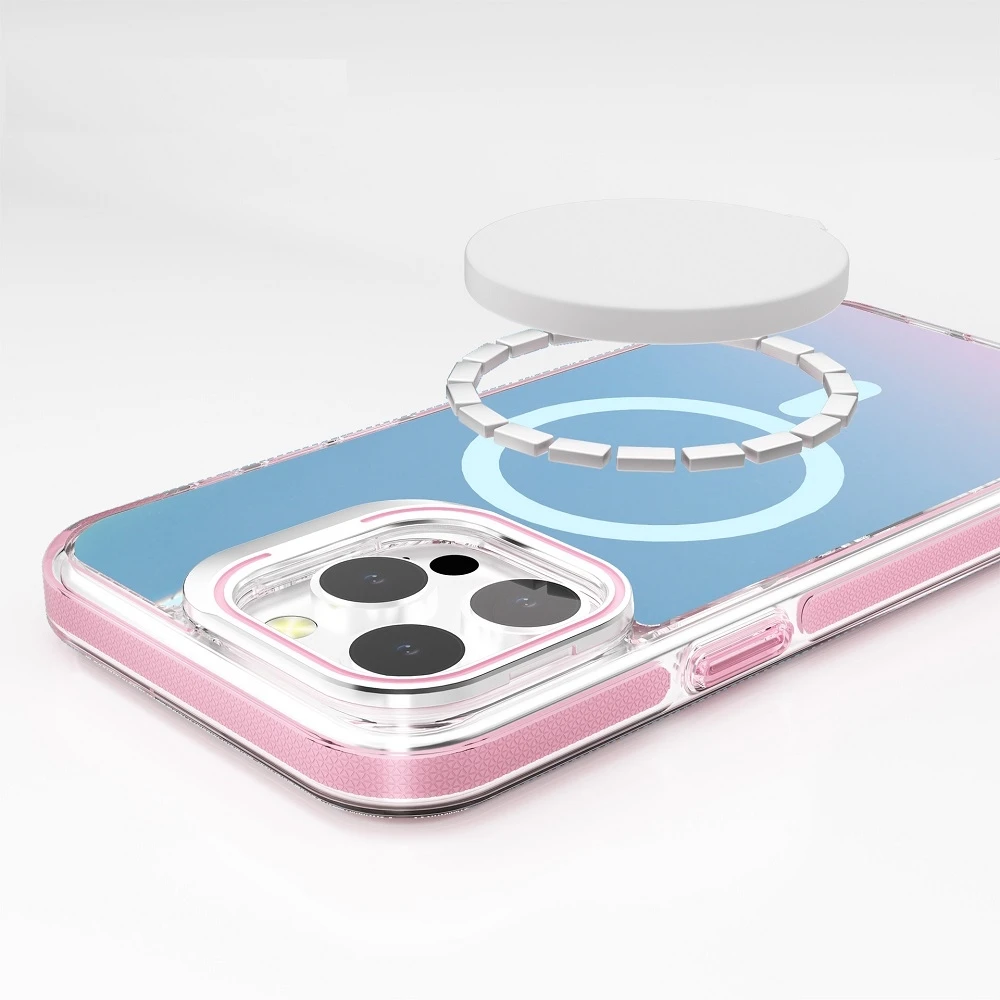 J2 Metal Camera Stand Laser Color Changing Frosted Matte Case for IPhones 16 Pro Max Magnetic PC Back Cover TPU Bumper Case
