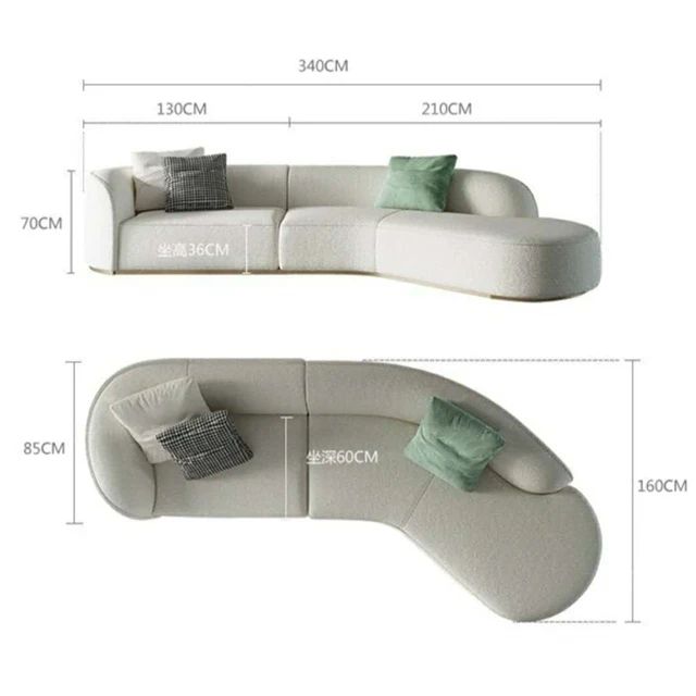 Simple Style Velvet Fabric Curved Shape Sofa Sets for Living Room Modern Champion Artificial Sectional Sofa Modular Nordic Sofa