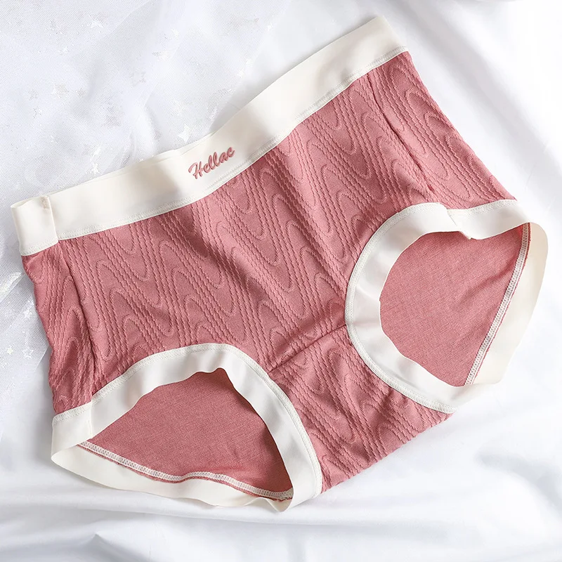 Customizable logo Design Solid Pattern Mid-Waist Seamless Breathable Hipster Thin Thickness High Elastic Cotton Briefs Panties