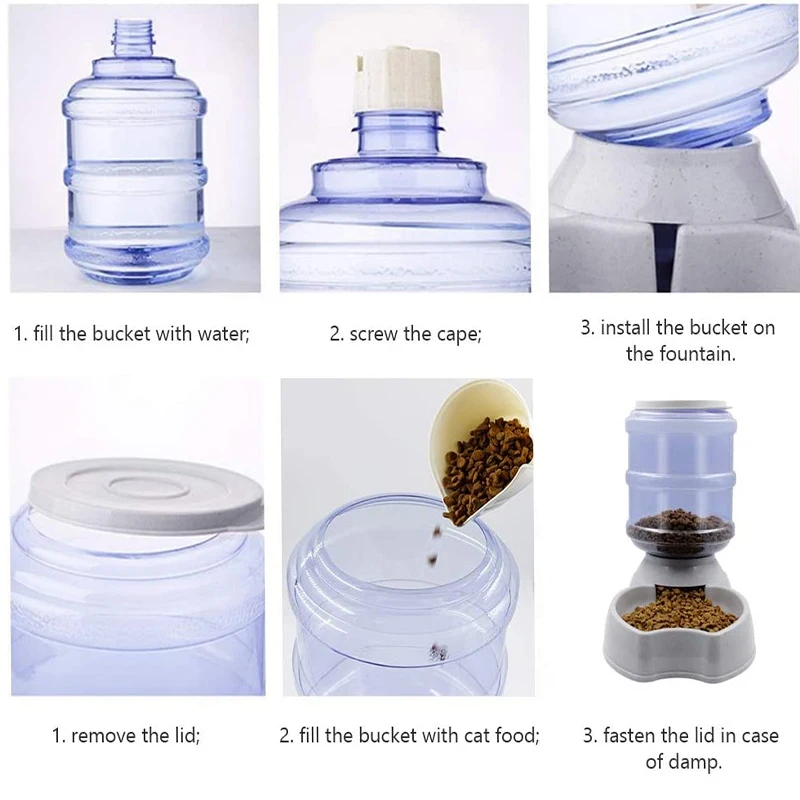 large automatic pet dog feeder drinking fountain plastic dog food bowl pets water dispenser