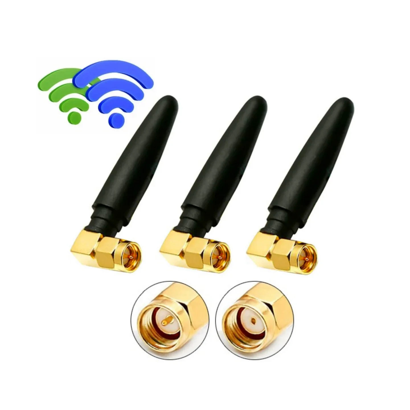 Antenne Wi-Fi mini à tige en caoutchouc active/passive, double bande, connecteur mâle à angle droit, fréquences 433 MHz, 868 MHz, 2,4 G, 3G, 4G, 5G, 5,8 G et GSM