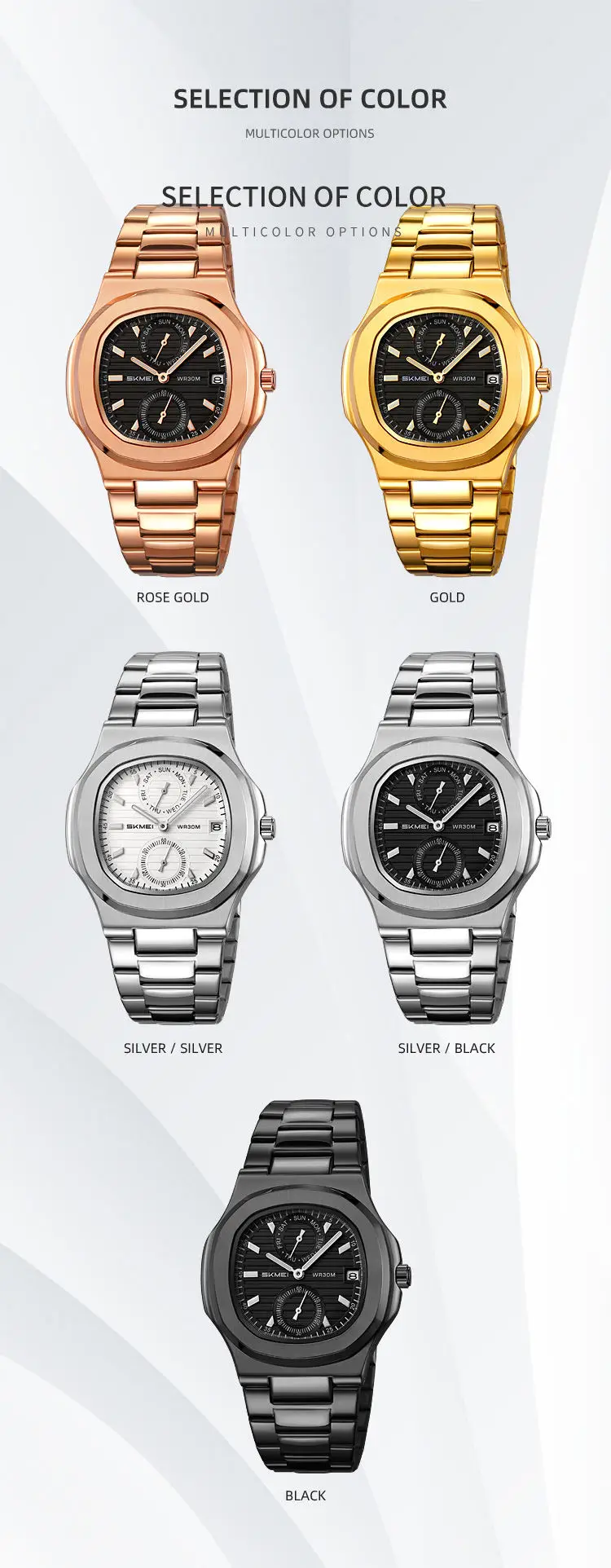 Skmei 2423 Quartz Movement Waterproof Wristwatches Men's Watch Luxury Stainless Steel Bracelet Man Watch Relogio Masculino Clock