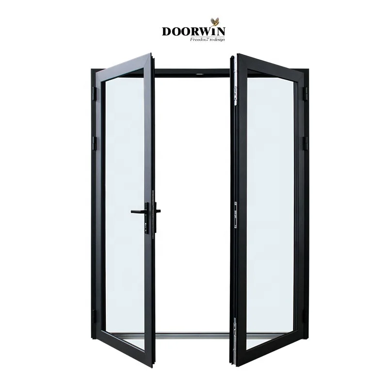 Doorwin Aluminum French design mother and son double open door modern designs for houses aluminum entry door