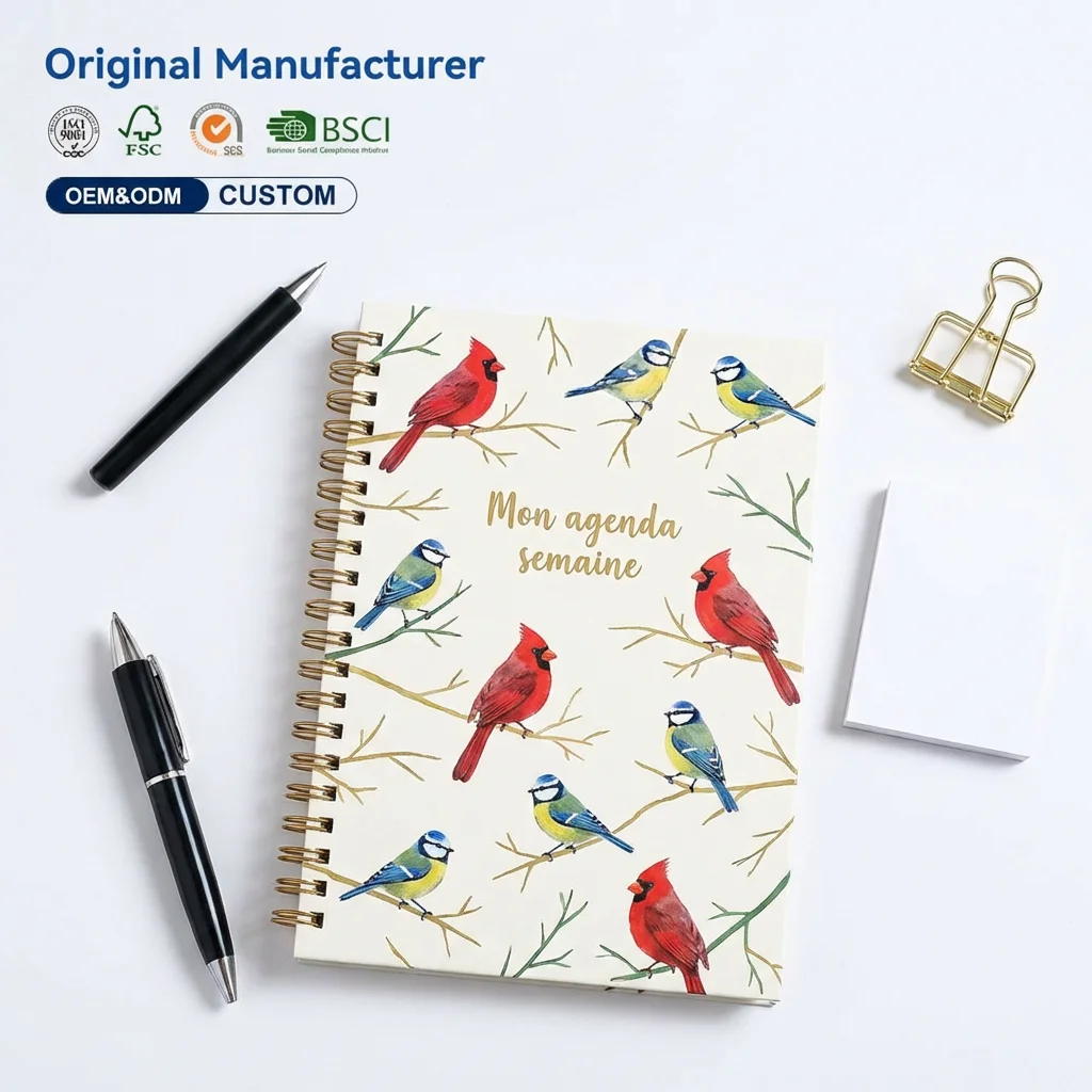 Bird Printed Notebook A6 Journal Stationery Diary for Weekly Schedule School Supply with Nature Illustration