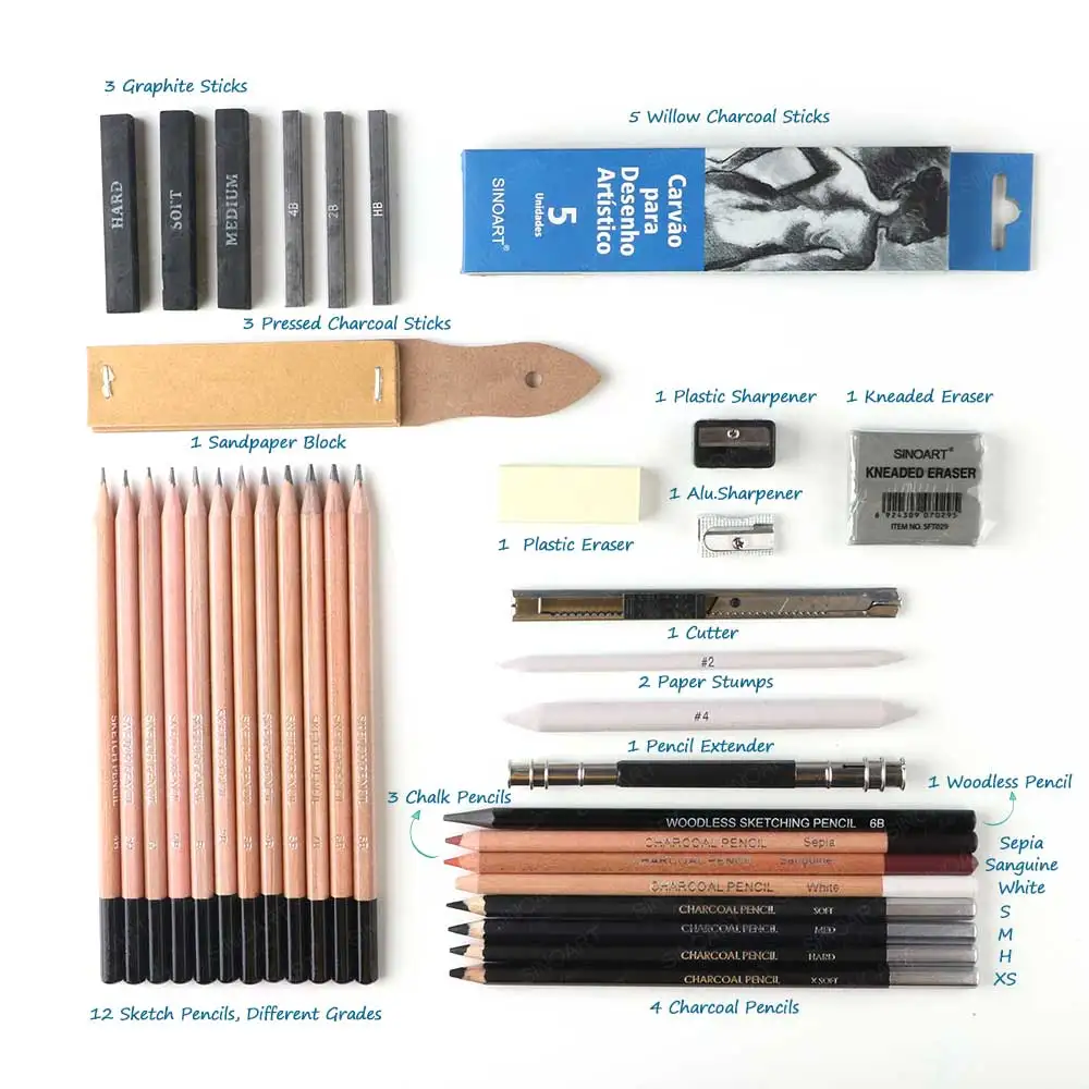 sinoart no moq 12pcs sketch set