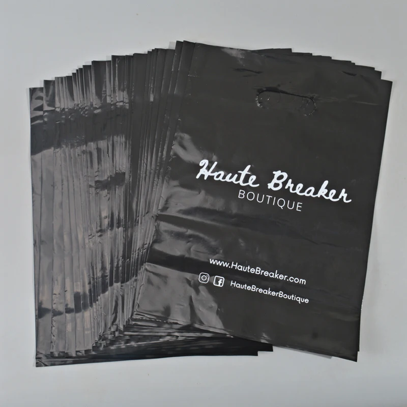 Custom 912 Merchandise Glossy Plastic Bags With Logo Poly Bag Handle