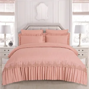 KOSMOS Polyester Filling Quilted Luxury Design Duvet Cover Set with Lace