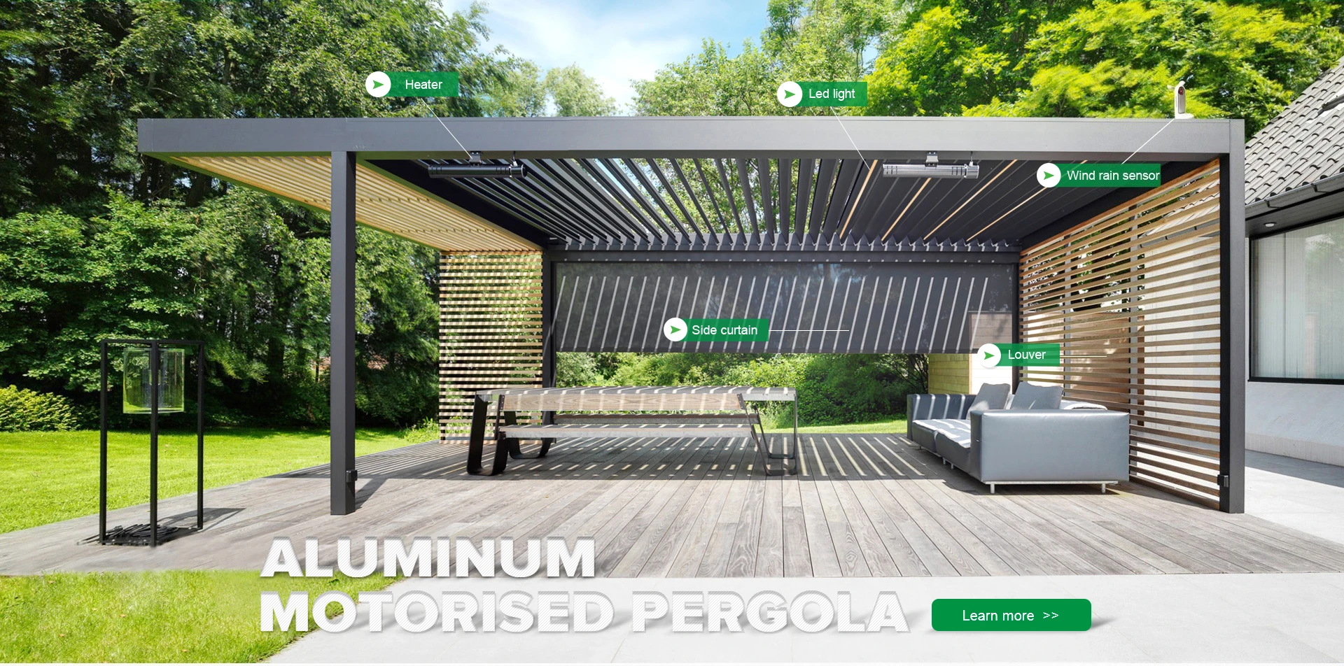 Customized Adjustable Outdoor Gazebo with Waterproof Louvered Roof