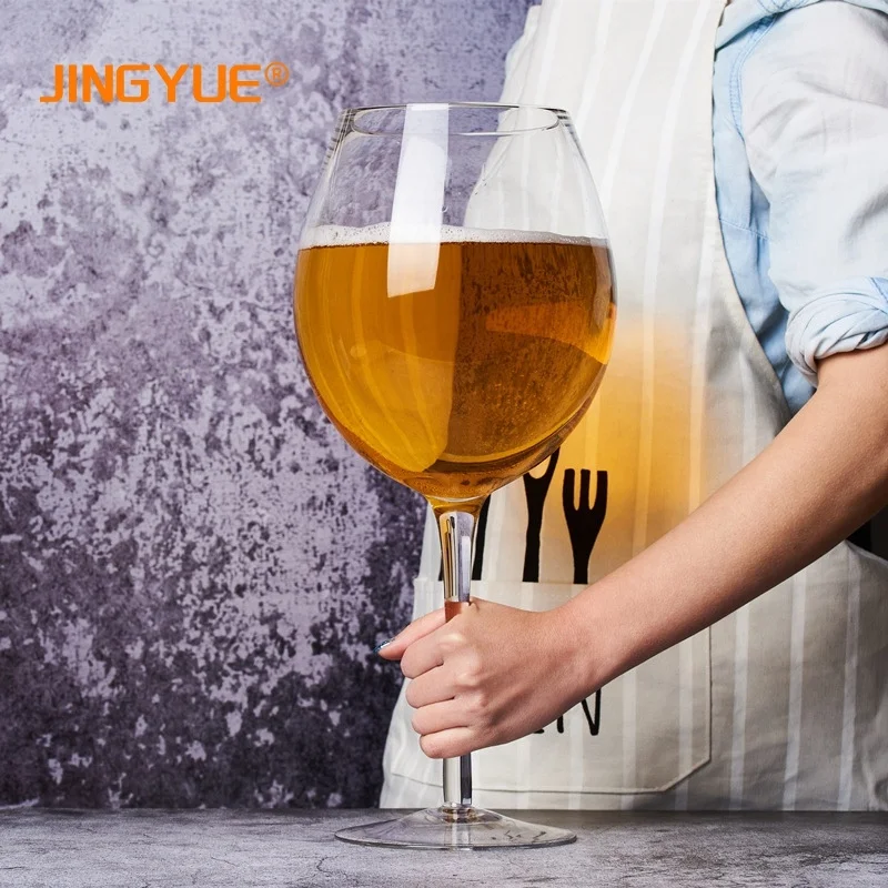 JINGYUE 3200ml Creative Oversized Extra Large Long Stem Glass Cup Clear Goblet Giant Wine Beer Glass for Bar
