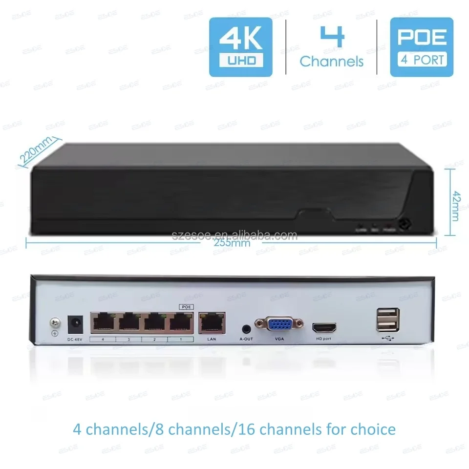 Wide compatibility diagram showing ONVIF support for Hikvision Dahua with HDMI VGA output