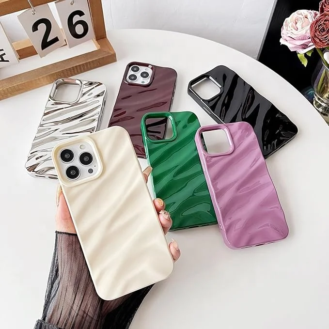 Caseative Phone Case For iPhone 12 13 14 15 Pro Max  Water Ripple Pattern Cute Curly Wave  Shape Shockproof Soft Compatible